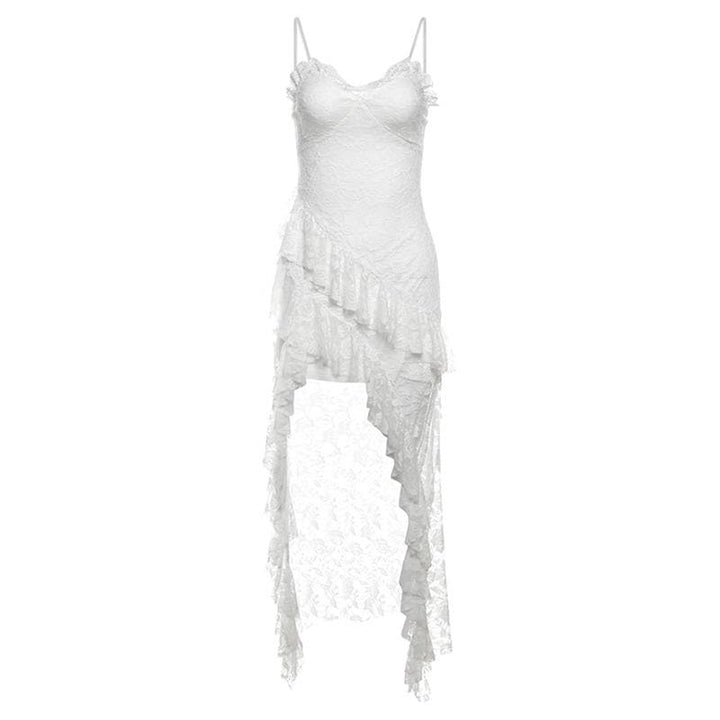 Lace ruffle flower pattern cami midi dress  | Festival Outfits Women