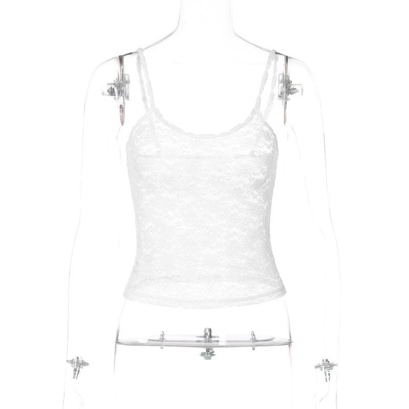 U neck see through lace backless cami top  | Festival Outfits Women