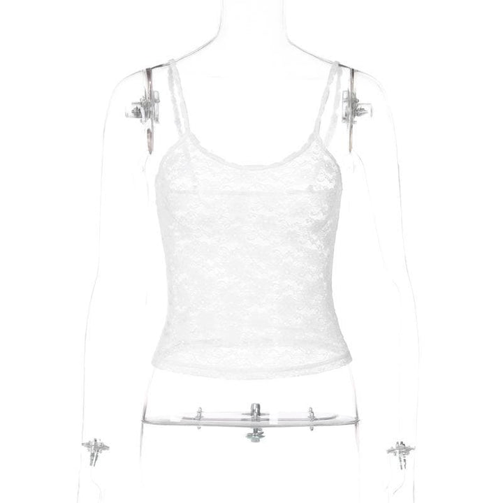 U neck see through lace backless cami top  | Festival Outfits Women