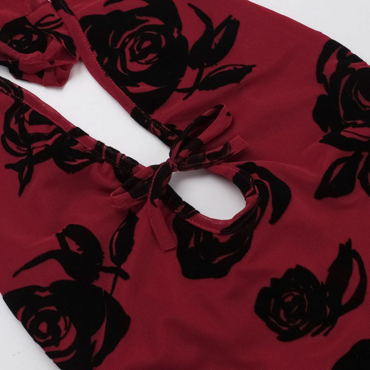 Halter v neck slit backless mesh self tie midi dress  | Festival Outfits Women-final-sale