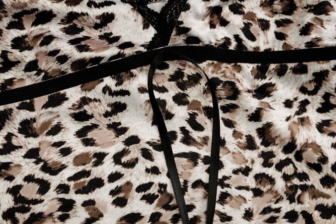 V neck bowknot leopard print cami top  | Festival Outfits Women  | Cheetah Print Top