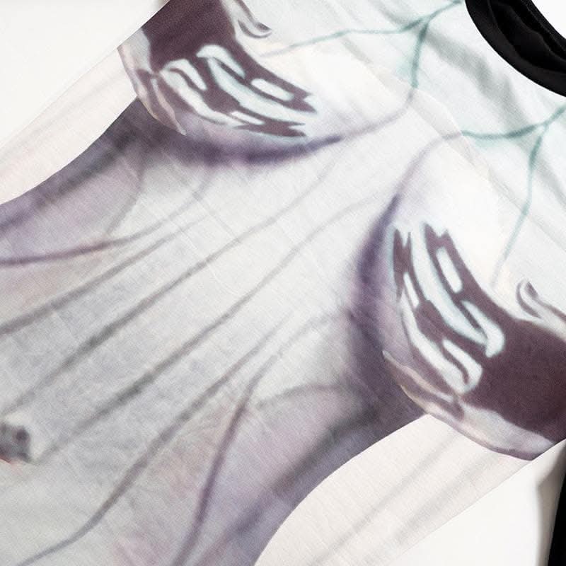 Body print contrast long sleeve round neck mini dress-final-sale  | Festival Outfits Women