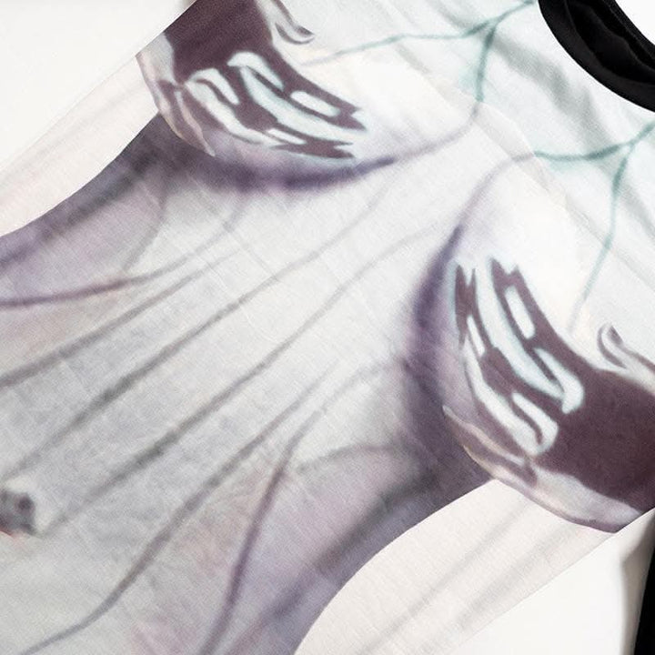 Body print contrast long sleeve round neck mini dress-final-sale  | Festival Outfits Women