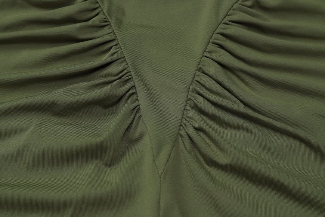 Long sleeve crewneck ruched solid maxi dress  | Festival Outfits Women