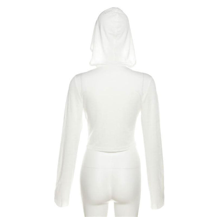 Long sleeve hoodie cowl neck solid crop top  | Festival Outfits Women