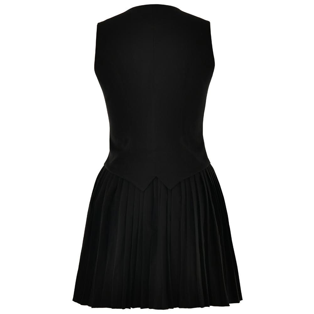 Pleated deep V neck button self tie solid mini skirt set  | Festival Outfits Women