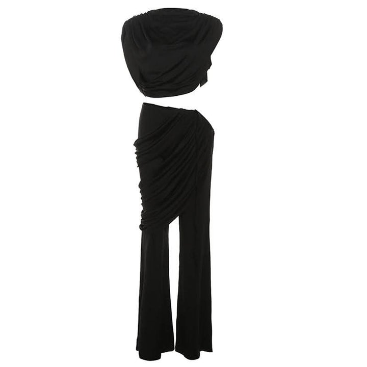 Cap sleeve ruched solid pant set  | Festival Outfits Women