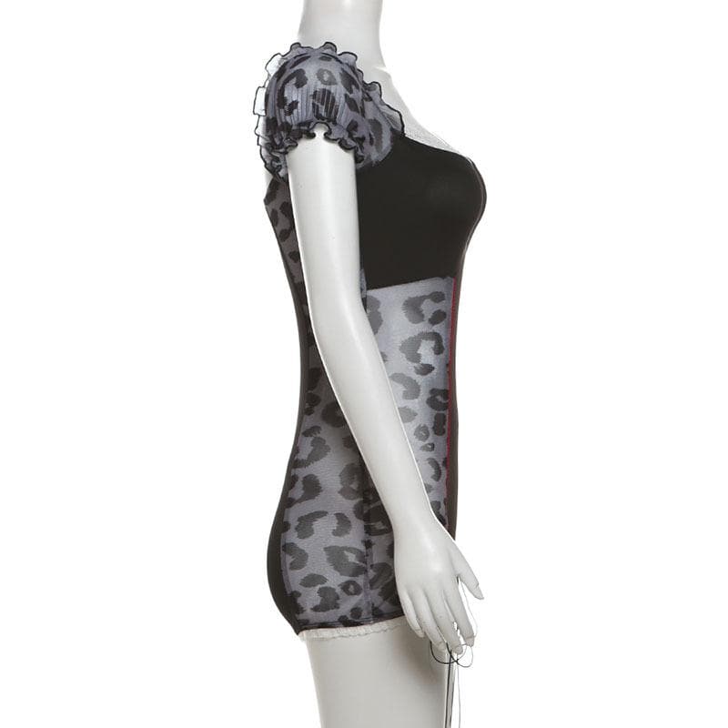 Rigar gajeriyar riga mai laushi da aka buga da damisa | Kayan Biki na Mata