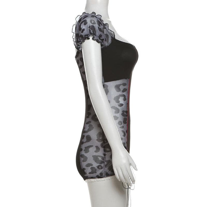 Rigar gajeriyar riga mai laushi da aka buga da damisa | Kayan Biki na Mata