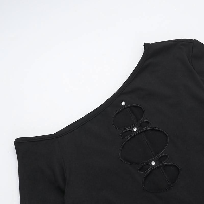 Irregular long sleeve hollow out gloves jumpsuit  | Festival Outfits Women