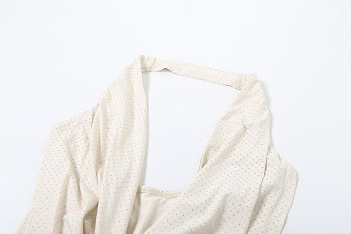 Halter cowl neck beaded low cut mini dress  | Festival Outfits Women