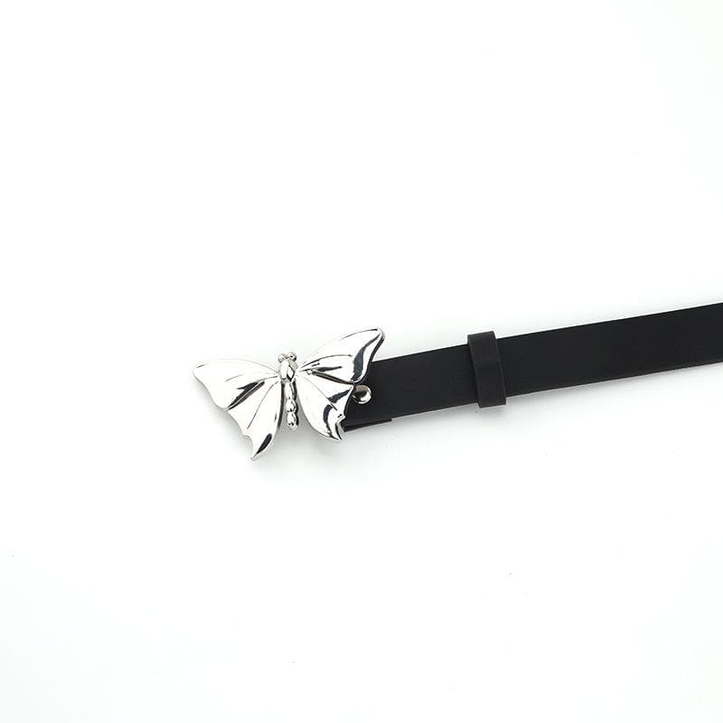Silver butterfly PU leather adjustable belt  | Festival Outfits Women