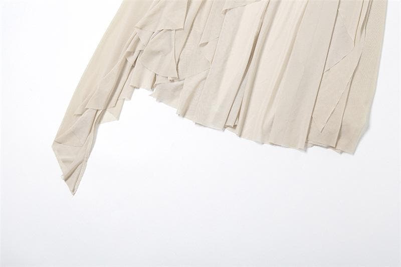 Mesh patchwork irregular midi skirt  | Festival Outfits Women