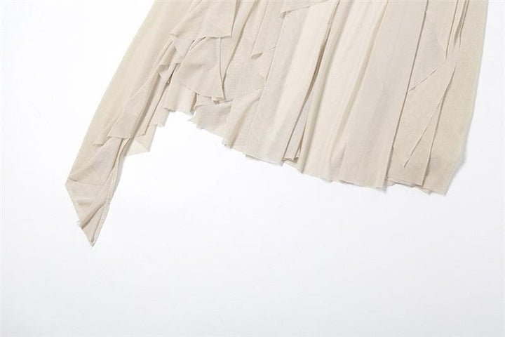 Mesh patchwork irregular midi skirt  | Festival Outfits Women
