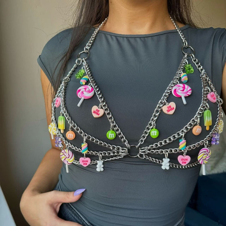 Halter hollow out o ring metal chain crop cut out top  | Festival Outfits Women