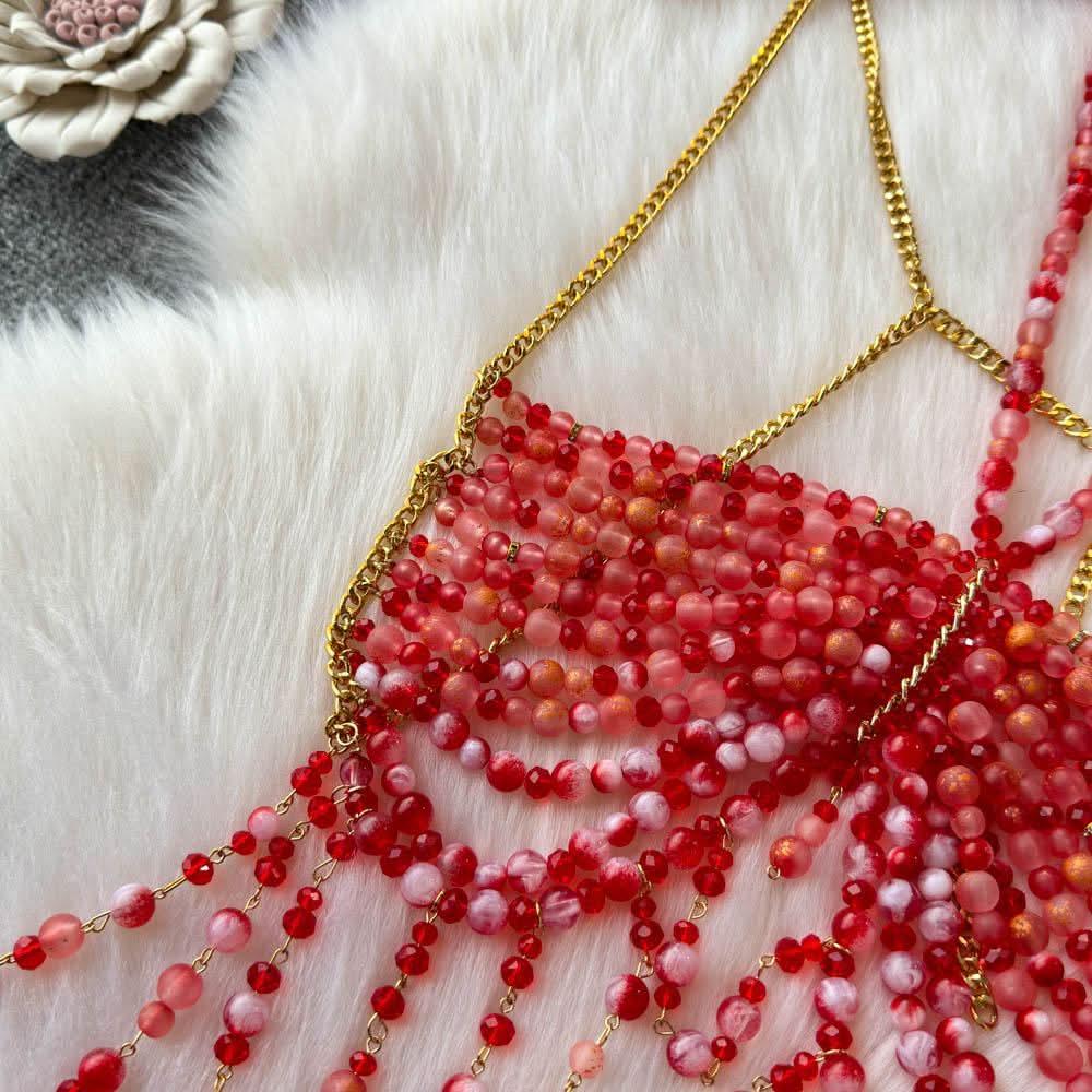 Halter beaded hollow out backless cut out top  | Festival Outfits Women