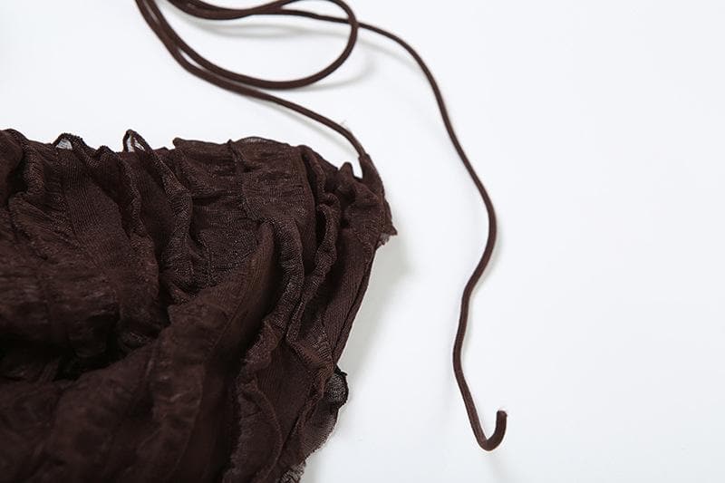 Halter backless textured cowl neck mini skirt set  | Festival Outfits Women