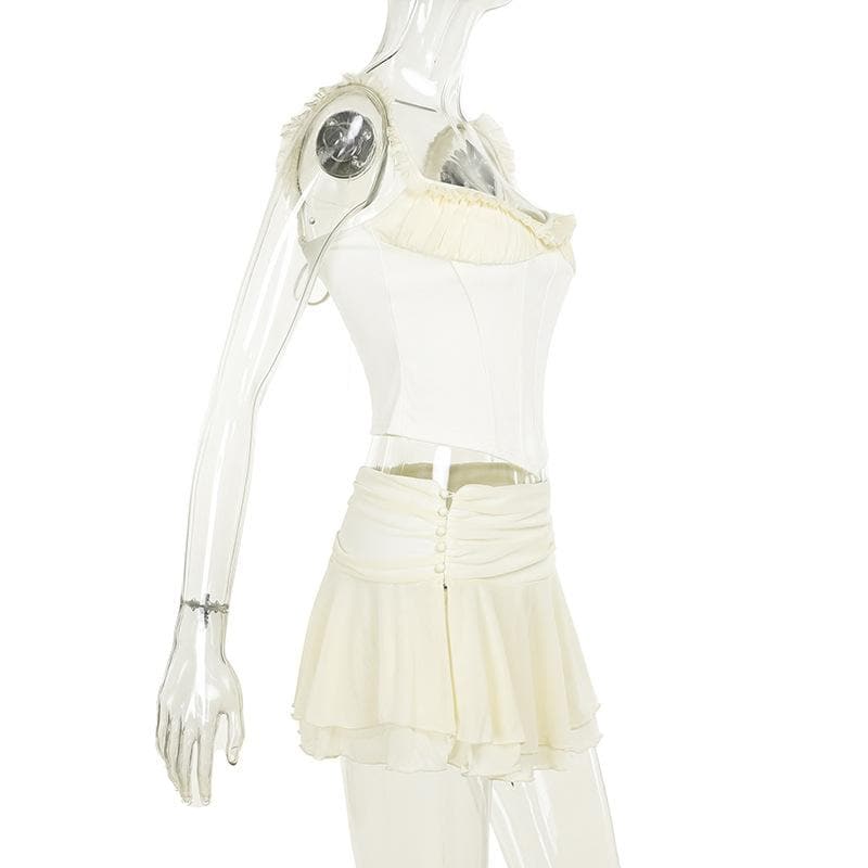 Ruffle corset patchwork stitch cami top  | Festival Outfits Women