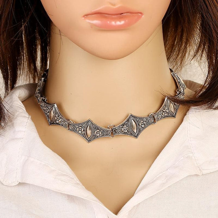 Flower metal chain adjustable choker necklace  | Festival Outfits Women