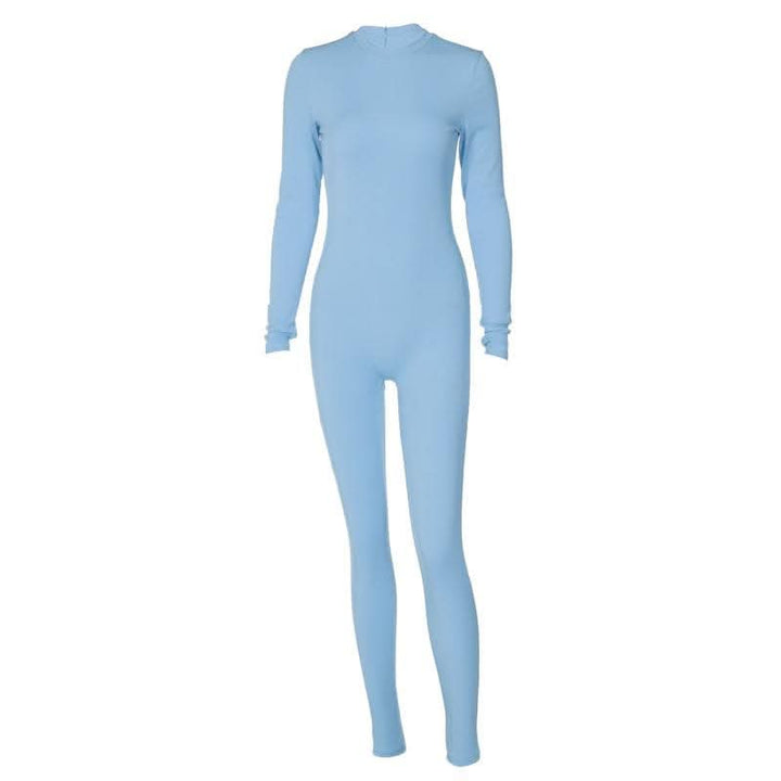 Ribbed long sleeve solid zip-up jumpsuit-final-sale  | Festival Outfits Women