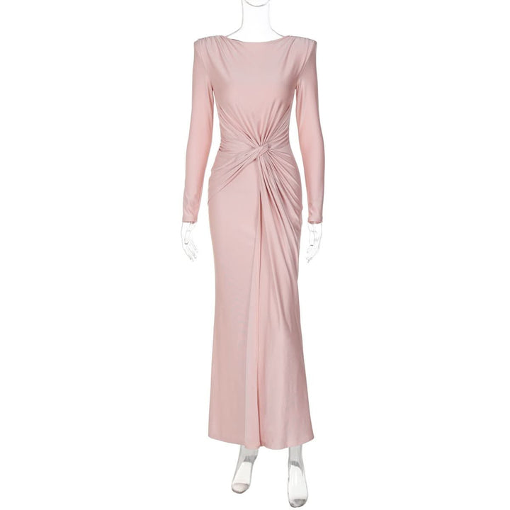 Long sleeve padded ruched maxi dress  | Festival Outfits Women
