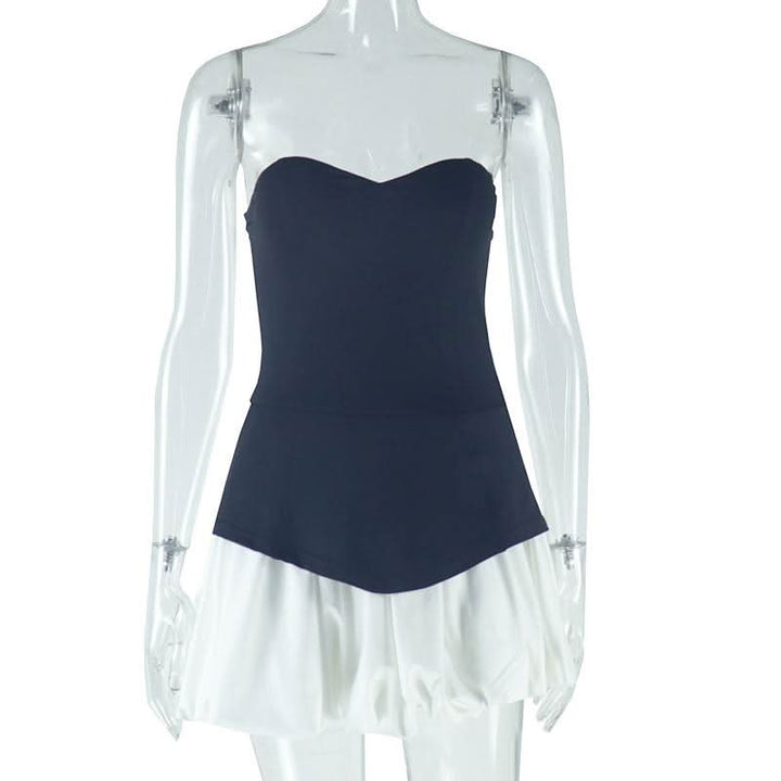 Sweetheart neck patchwork backless tube mini dress  | Festival Outfits Women