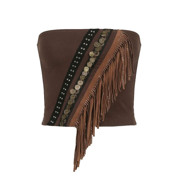 Beaded patchwork backless tube top  | Festival Outfits Women