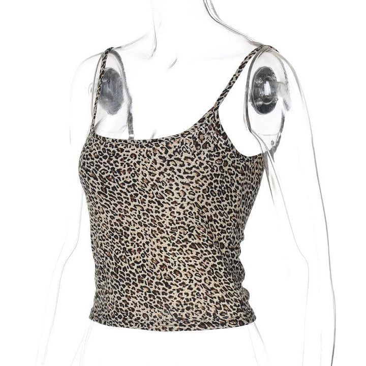 Leopard print u neck backless cami top  | Festival Outfits Women  | Cheetah Print Top