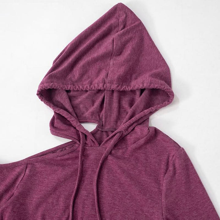Hoodie long sleeve drawstring off shoulder mini dress  | Festival Outfits Women