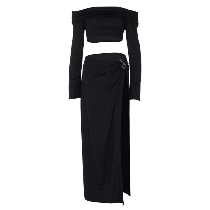 Off shoulder long sleeve o ring slit maxi dress  | Festival Outfits Women