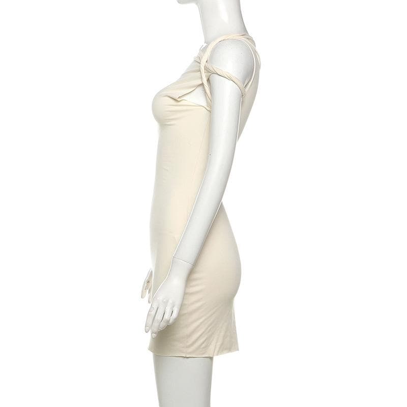 Short sleeve one shoulder ruched solid mini dress  | Festival Outfits Women