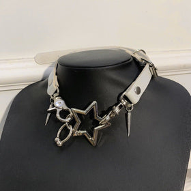 Star decor PU leather adjustable choker necklace  | Festival Outfits Women