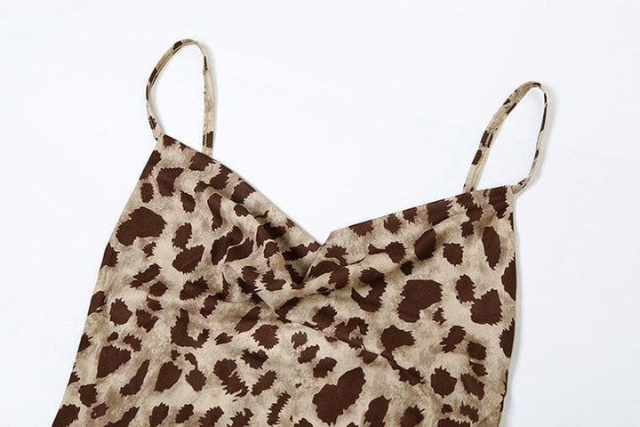 Leopard print cowl neck cami maxi dress  | Festival Outfits Women