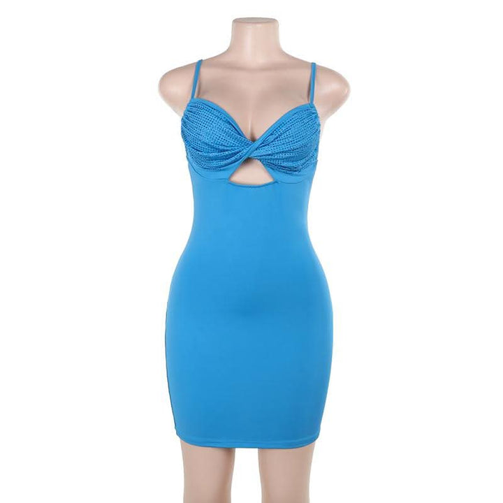 Hollow out v neck ruched backless cami cut out mini dress  | Festival Outfits Women