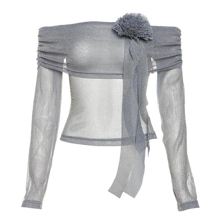 Doguwar riga mai ƙyalli daga kafada mai launin ruwan kasa | Kayan Biki na Mata