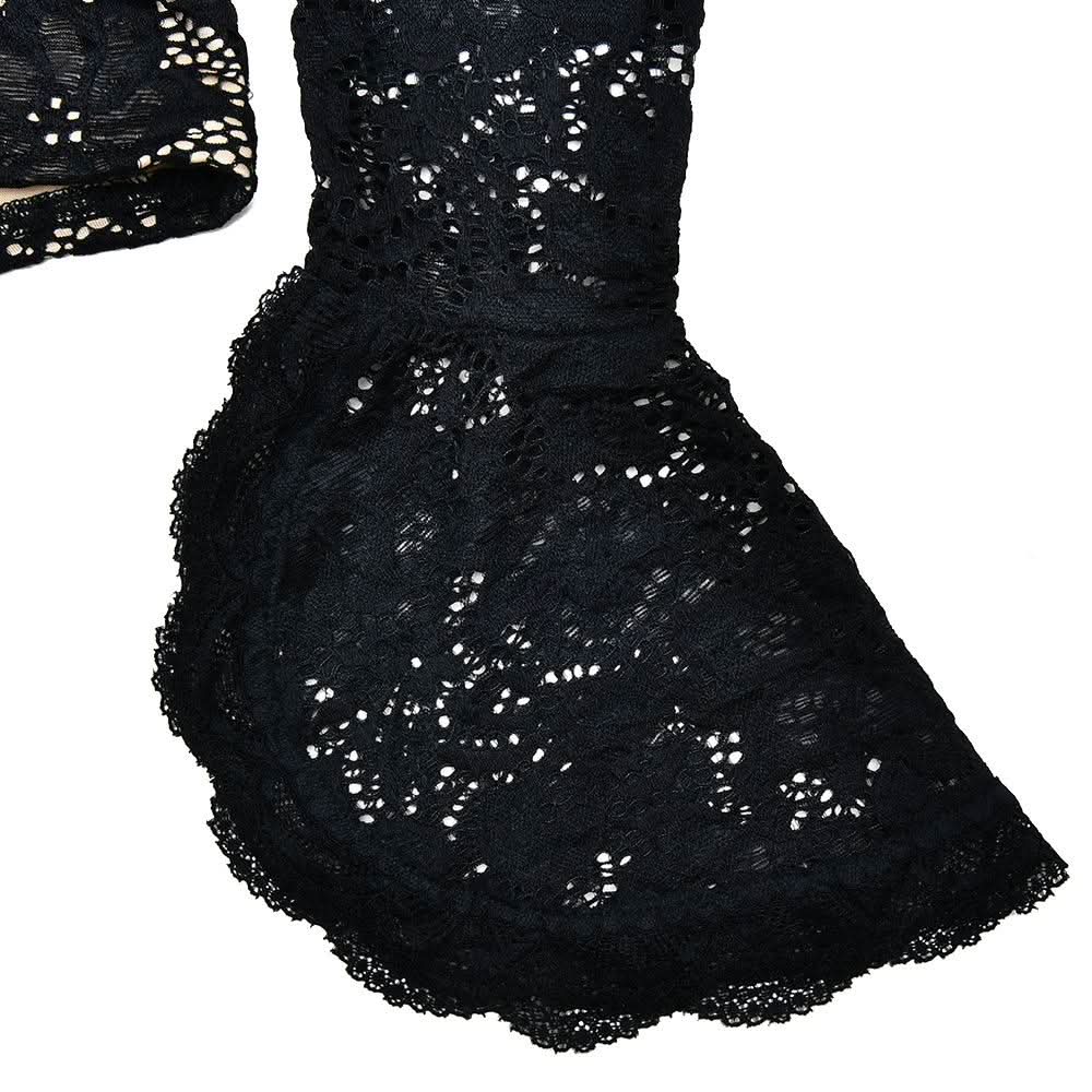 High neck long sleeve hollow out lace bodysuit  | Festival Outfits Women