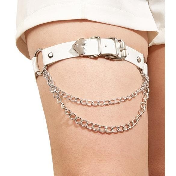 PU leather metal chain adjustable thigh band  | Festival Outfits Women