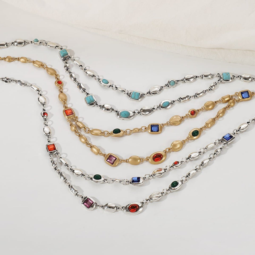 Multicolor rhinestone layered choker necklace  | Festival Outfits Women