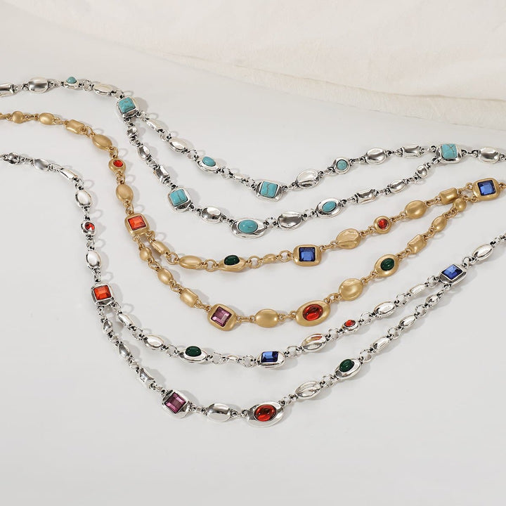 Multicolor rhinestone layered choker necklace  | Festival Outfits Women