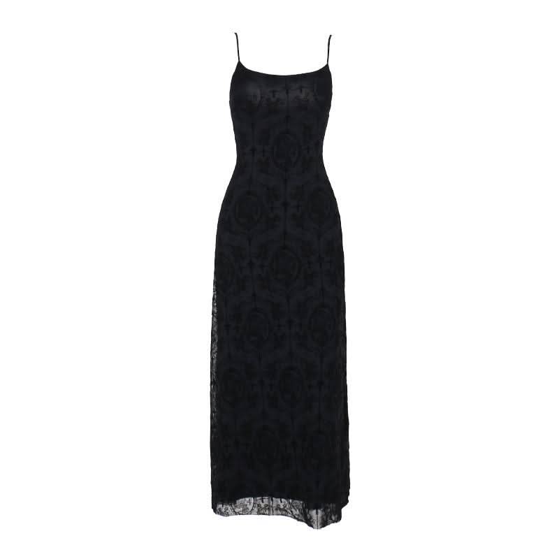 U neck cross print backless solid cami maxi dress  | Festival Outfits Women