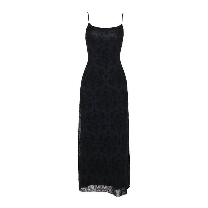 U neck cross print backless solid cami maxi dress  | Festival Outfits Women