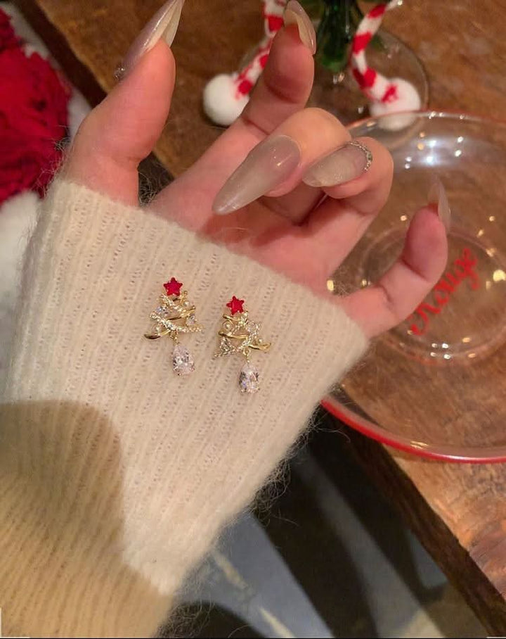 Bowknot pendant christmas tree decor drop earrings  | Festival Outfits Women