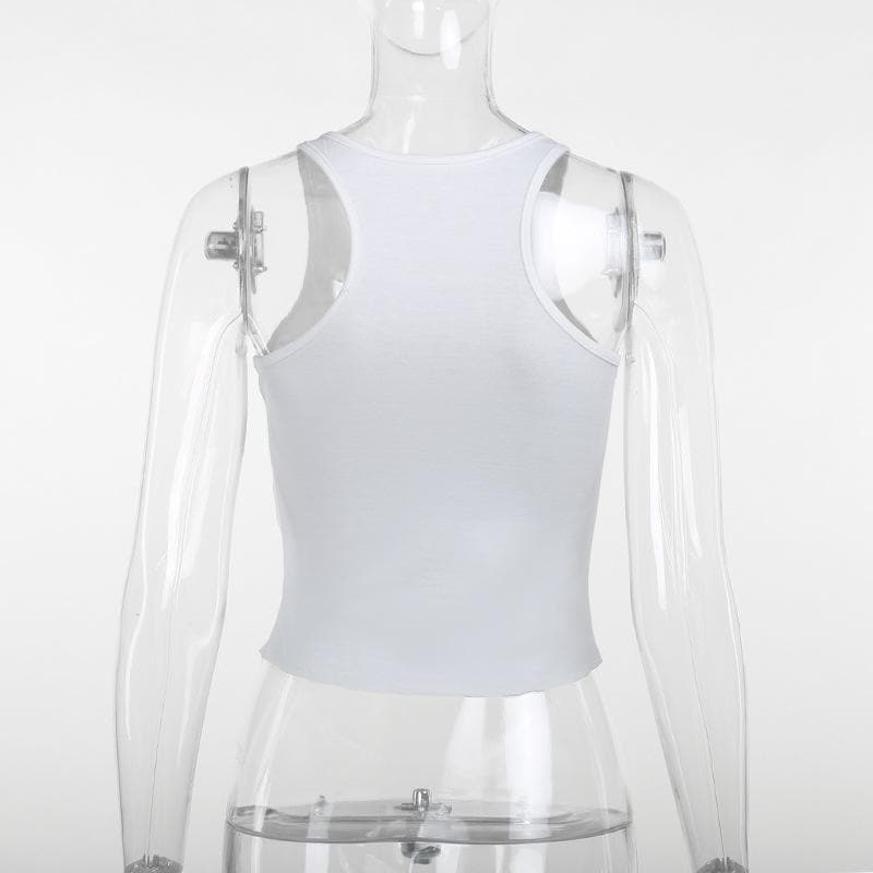 Sleeveless u neck “wet” print tank top  | Festival Outfits Women