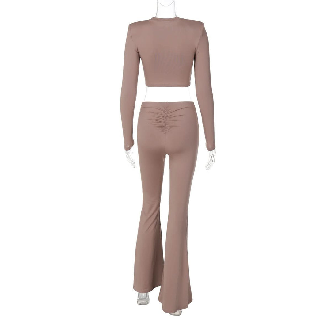 Long sleeve crewneck padded ruched pant set  | Festival Outfits Women