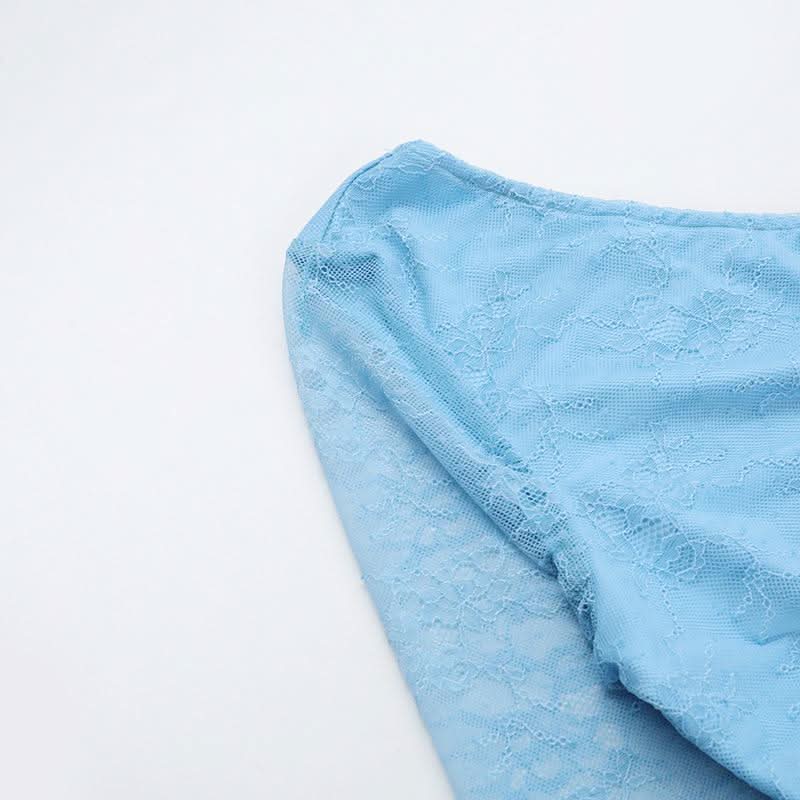 One shoulder drawstring self tie lace top  | Festival Outfits Women