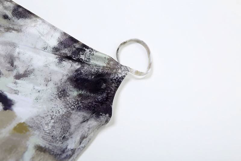 Cowl neck print backless contrast cami mini dress  | Festival Outfits Women