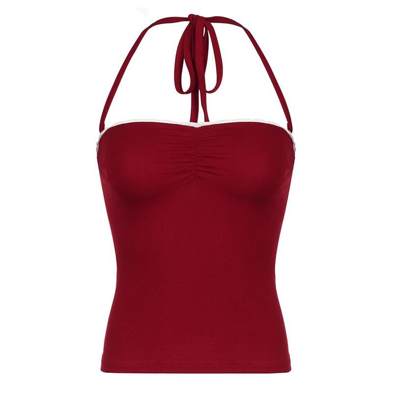 Tufafin Halter ruched mai kauri mara baya | Kayan Biki na Mata