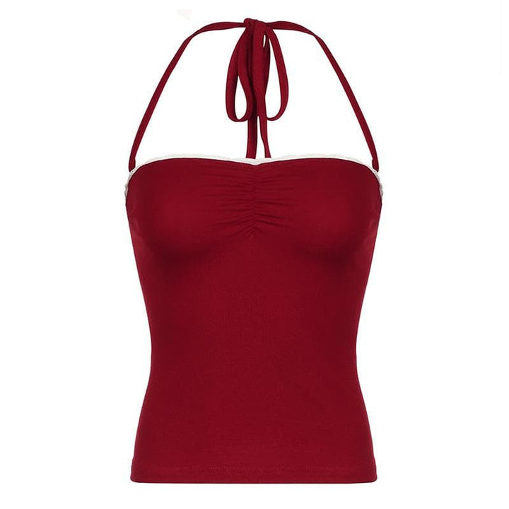 Tufafin Halter ruched mai kauri mara baya | Kayan Biki na Mata