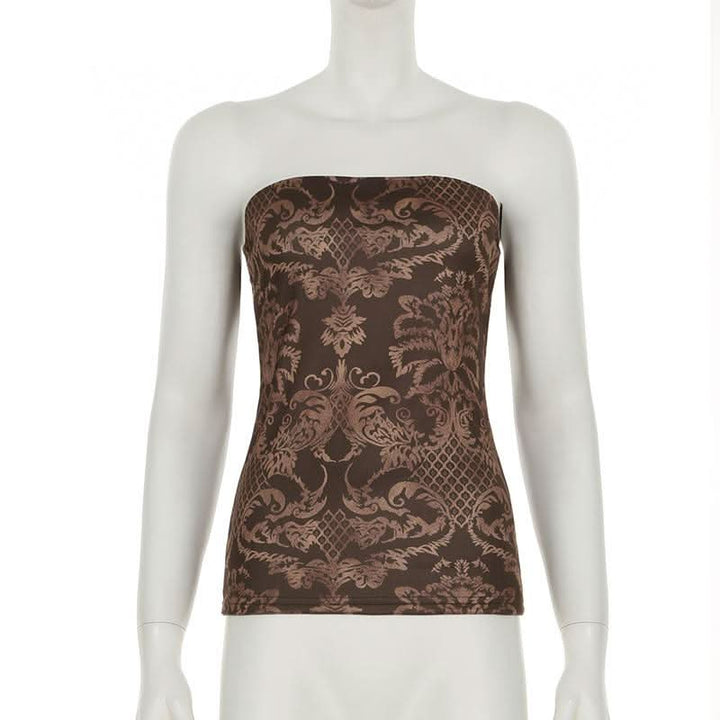 Print contrast backless tube top  | Festival Outfits Women