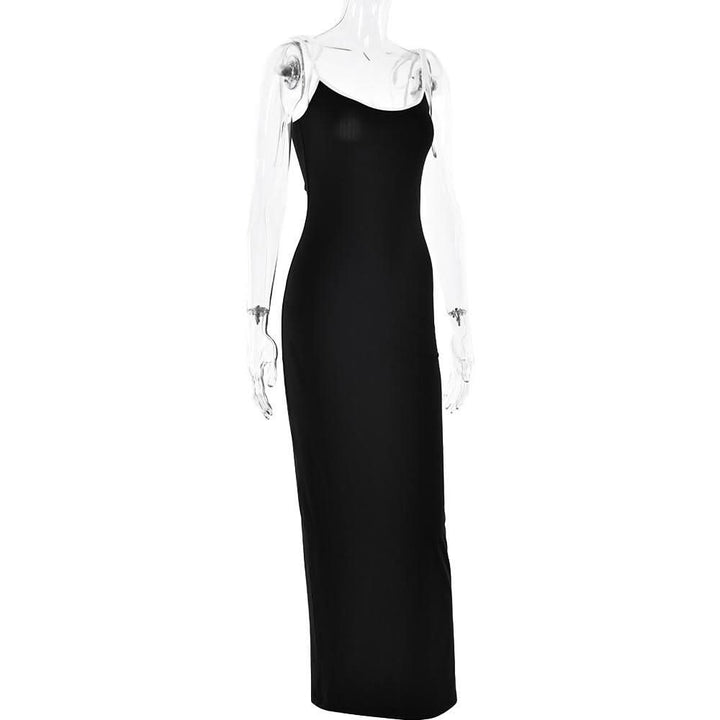 Cross back self tie u neck low cut cami maxi dress  | Festival Outfits Women